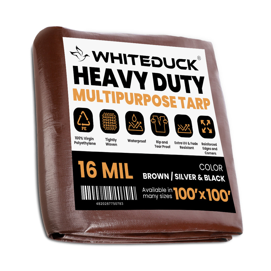 100' x 100' Super Heavy Duty Poly Tarp Brown