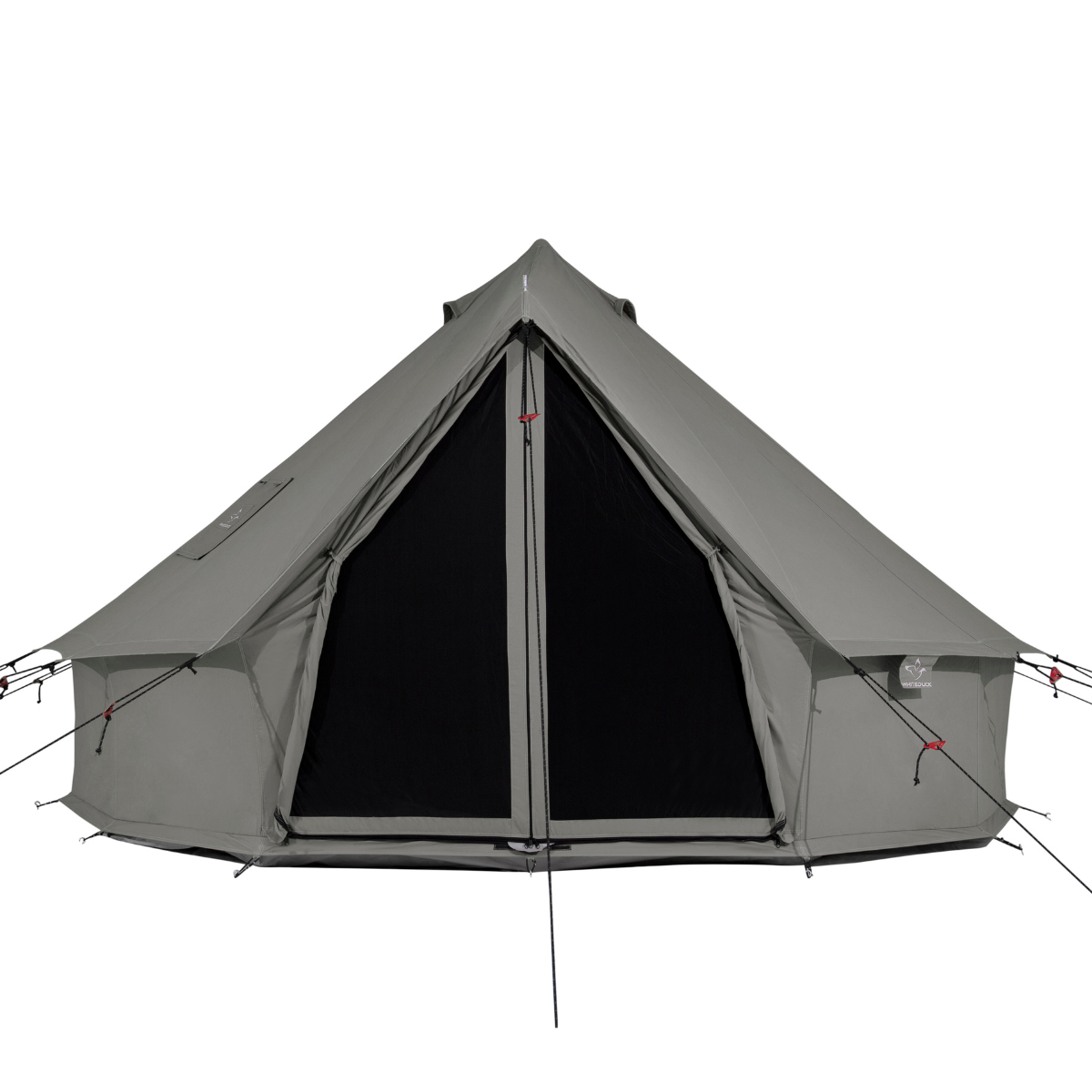 13 regatta bell tent boulder grey front view with mesh closed