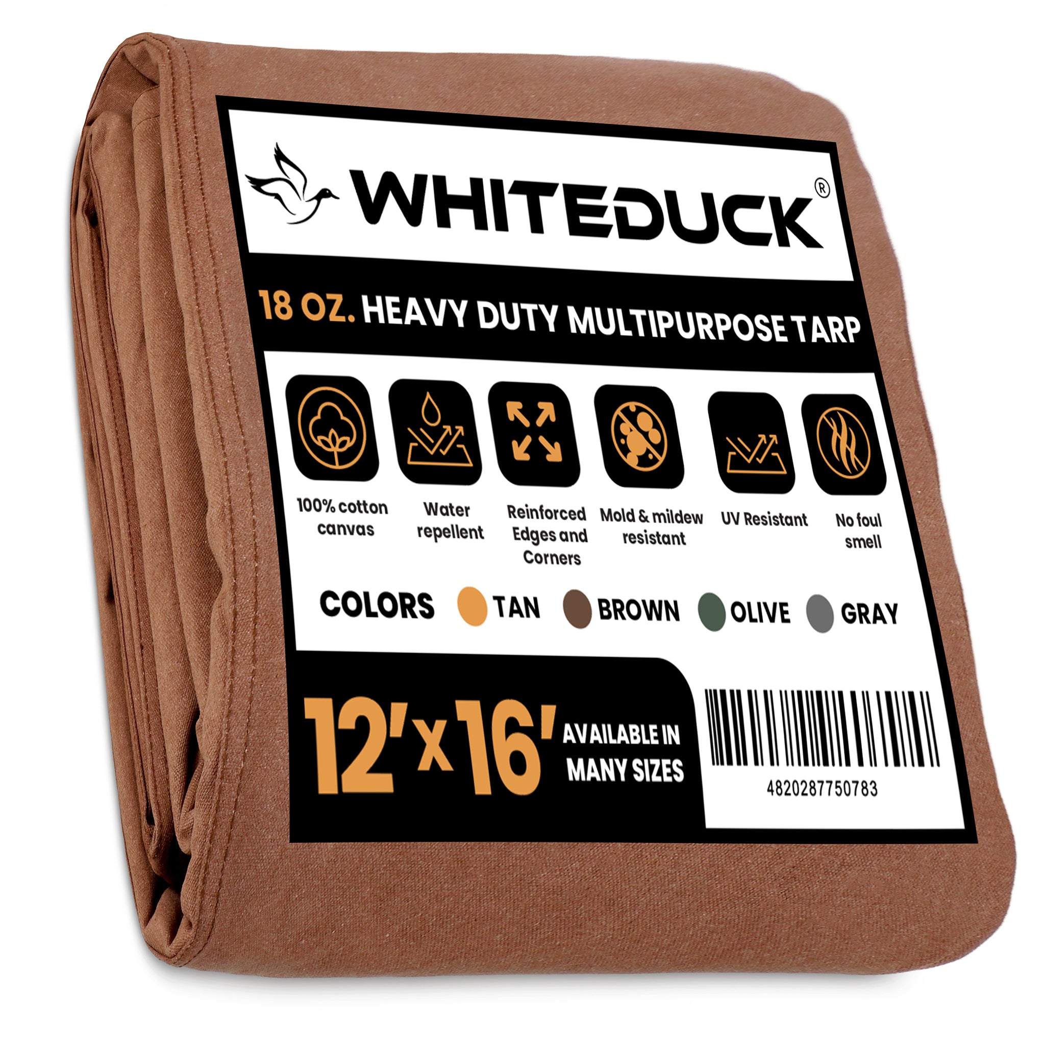Brown 18 oz. 100 Cotton Canvas Tarp 12x16