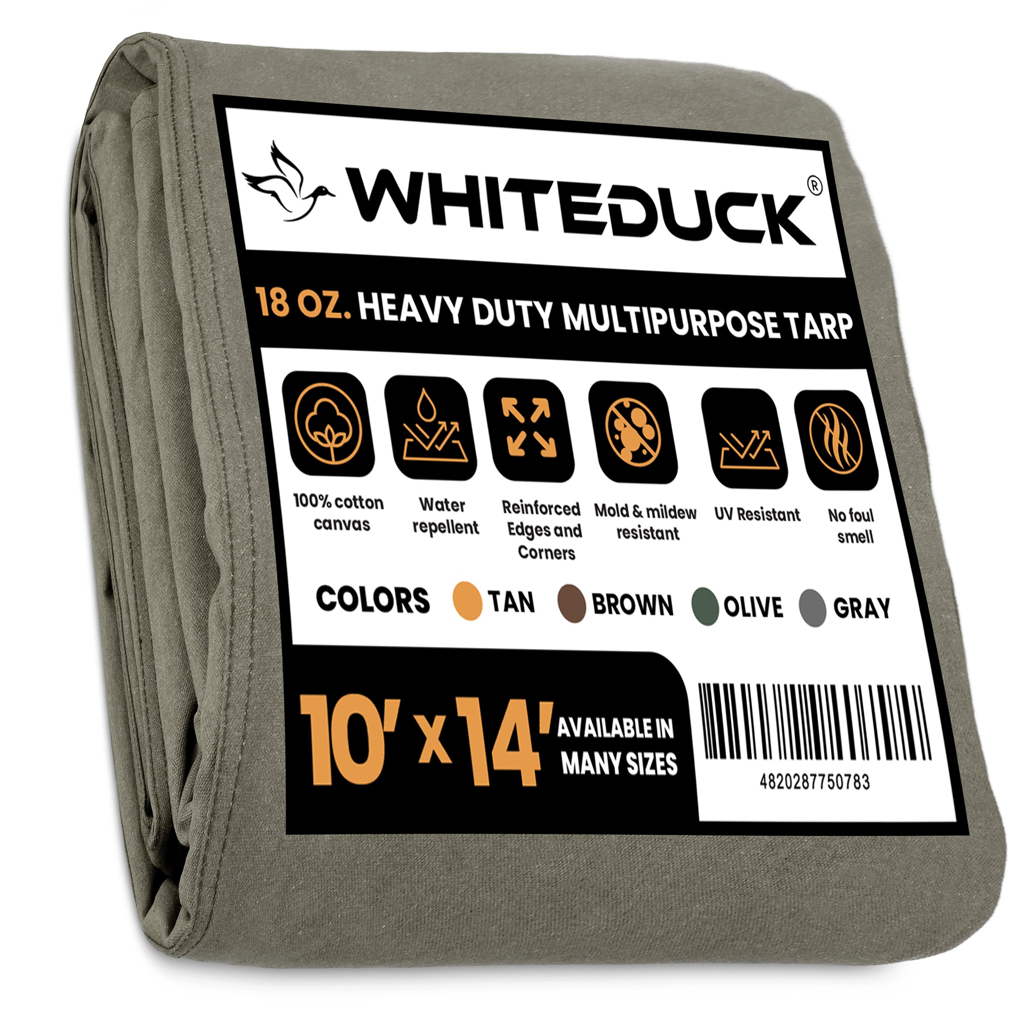 Olive 10x14 18 oz. 100% Cotton Canvas Tarp
