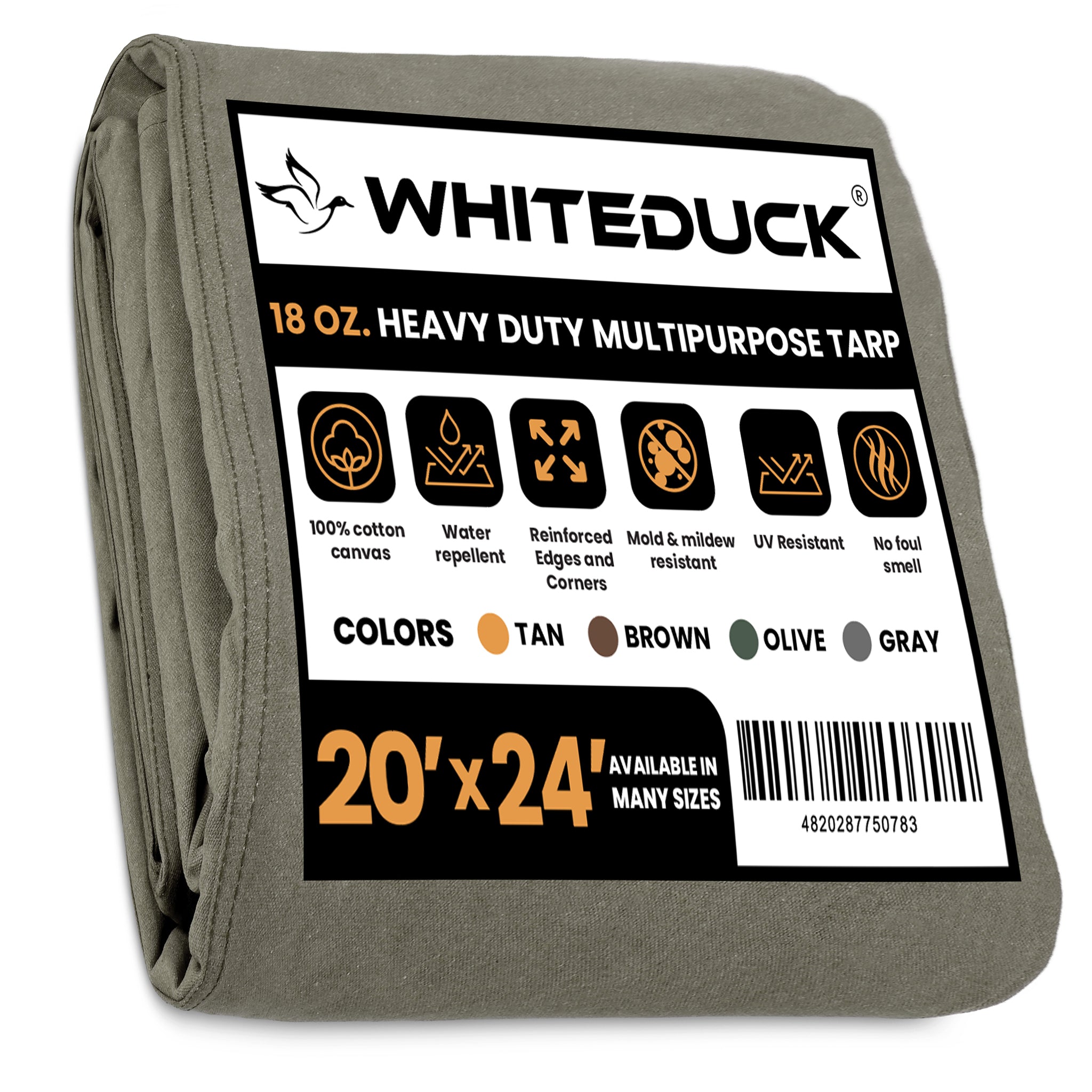 20' x 24' Canvas Tarp – 100% Cotton, 18 oz Heavy-Duty