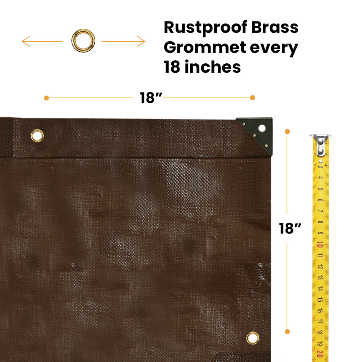 Poly-tarp size and grommets positioning infographics