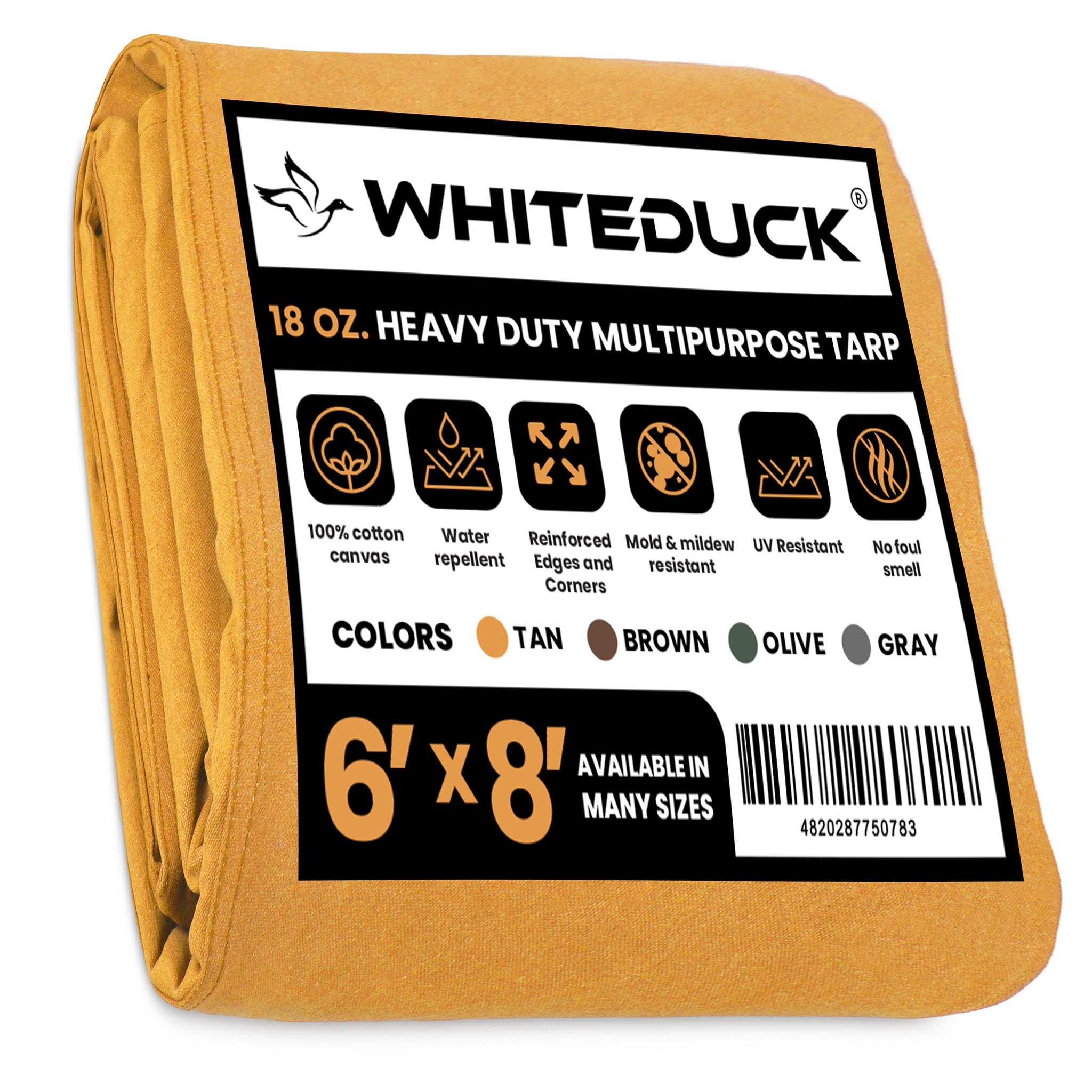 Tan oz. 100  Cotton Canvas Tarp 6x8