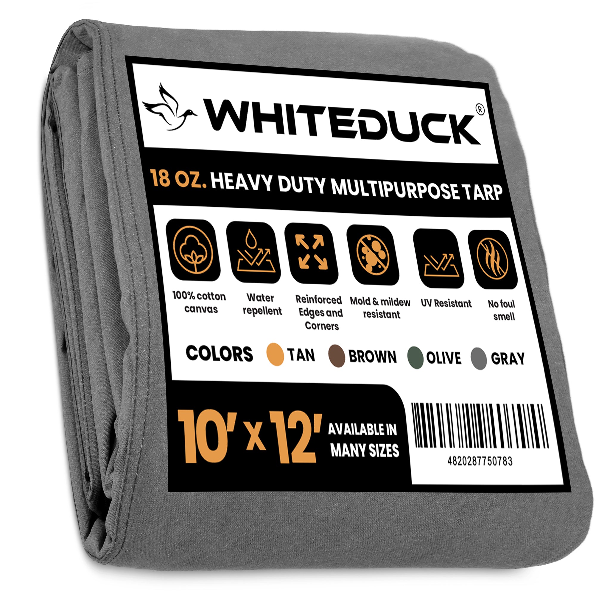 grey-oz.-100-Cotton-Canvas-Tarp-10x12