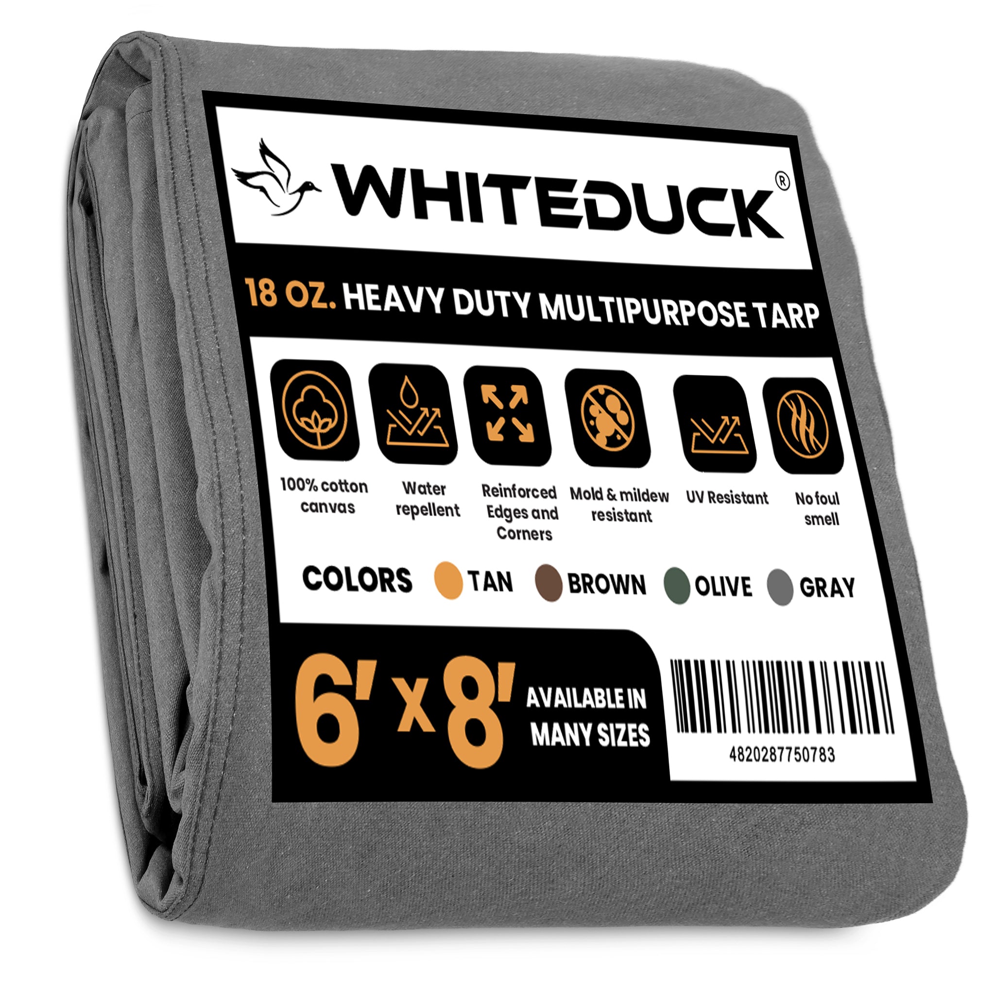 grey 18 oz. 100 Cotton Canvas Tarp 12x12