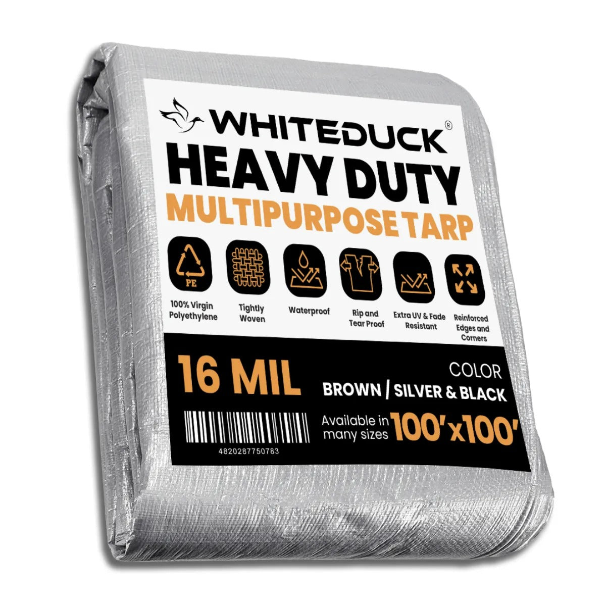 100x100 tarp 100' x 100' Super Heavy Duty Poly Tarp Black & Silver