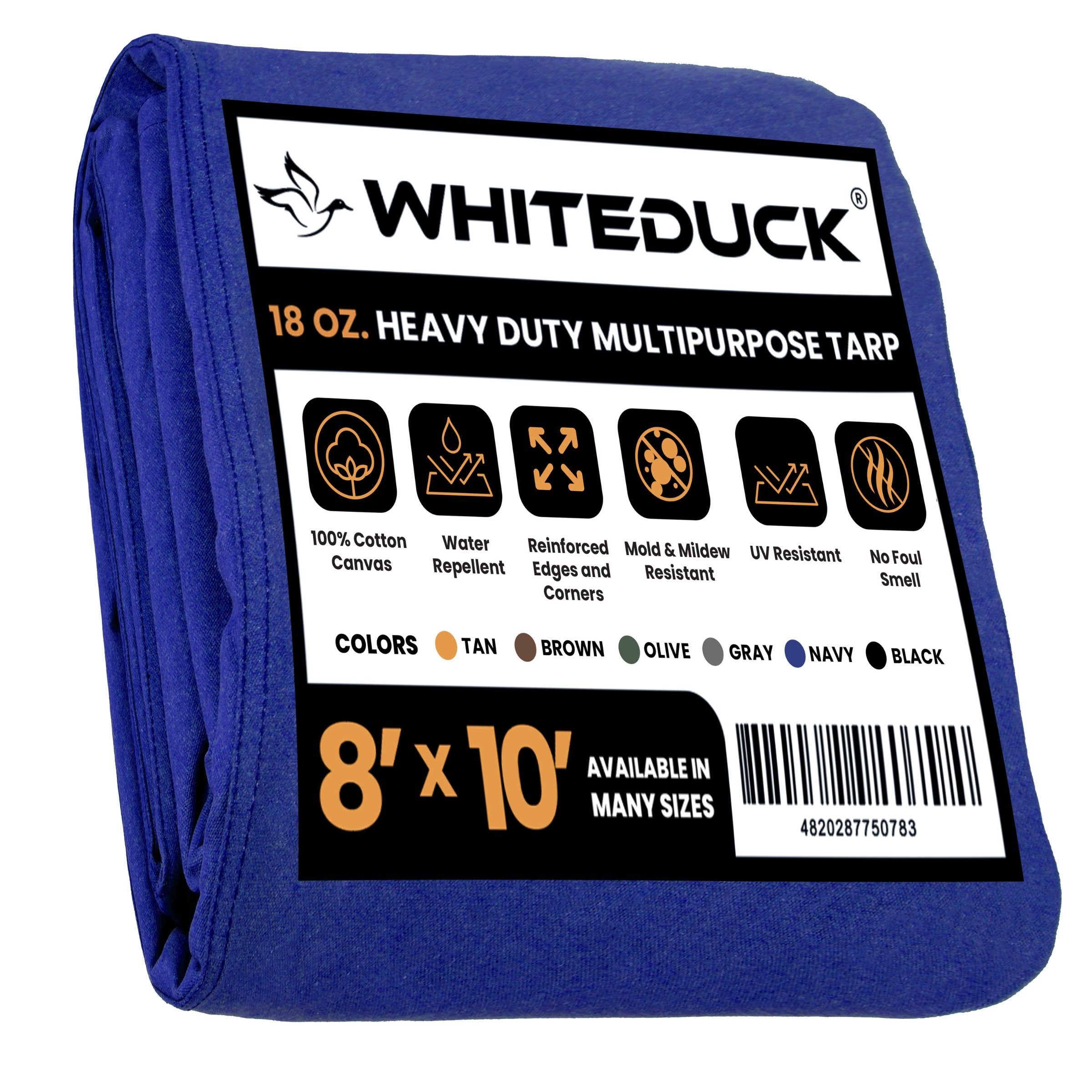 18 oz. 100% Cotton Canvas Tarp 8’ x 10’ / Tan