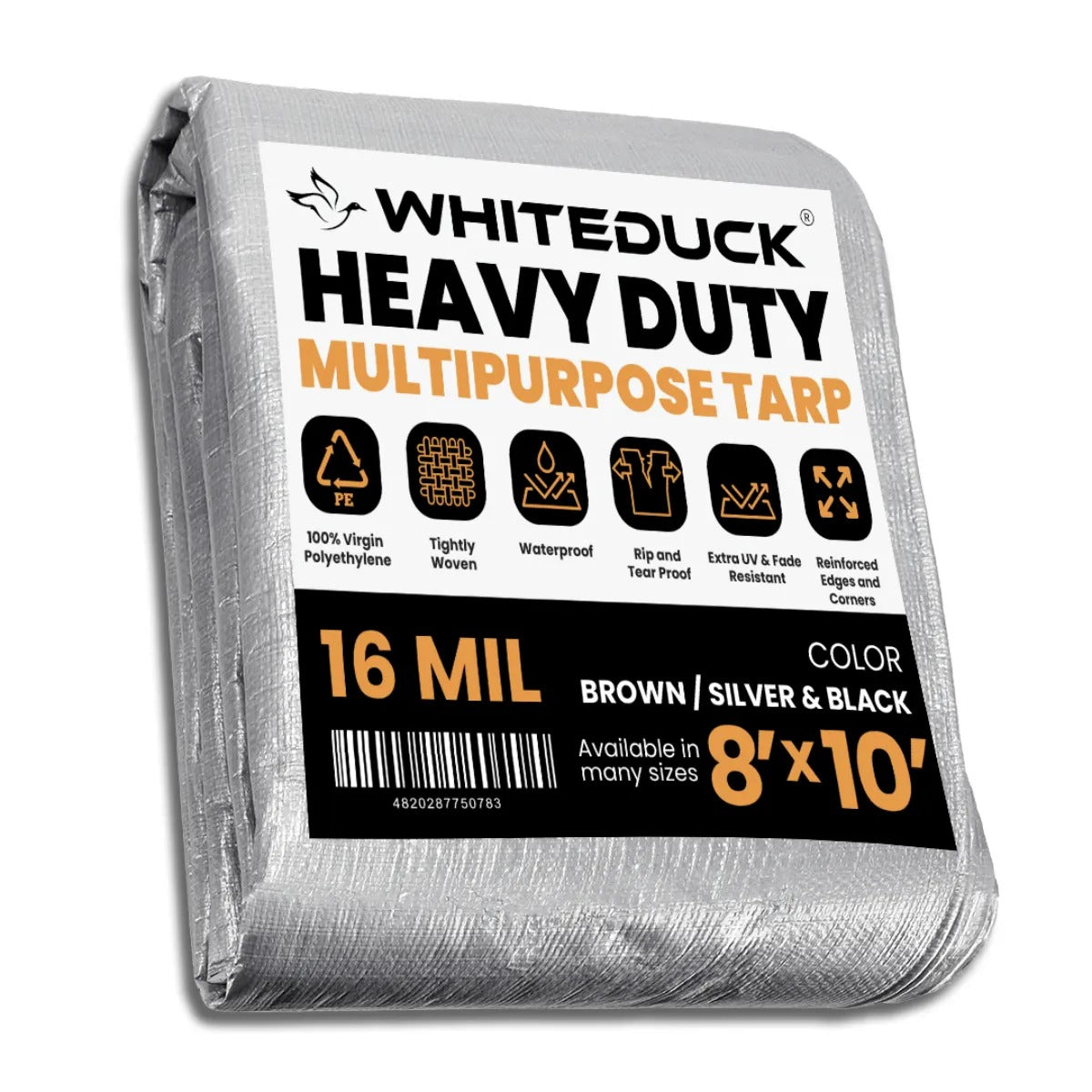 8’ x 10’ Super Heavy Duty Poly Tarp Black & Silver