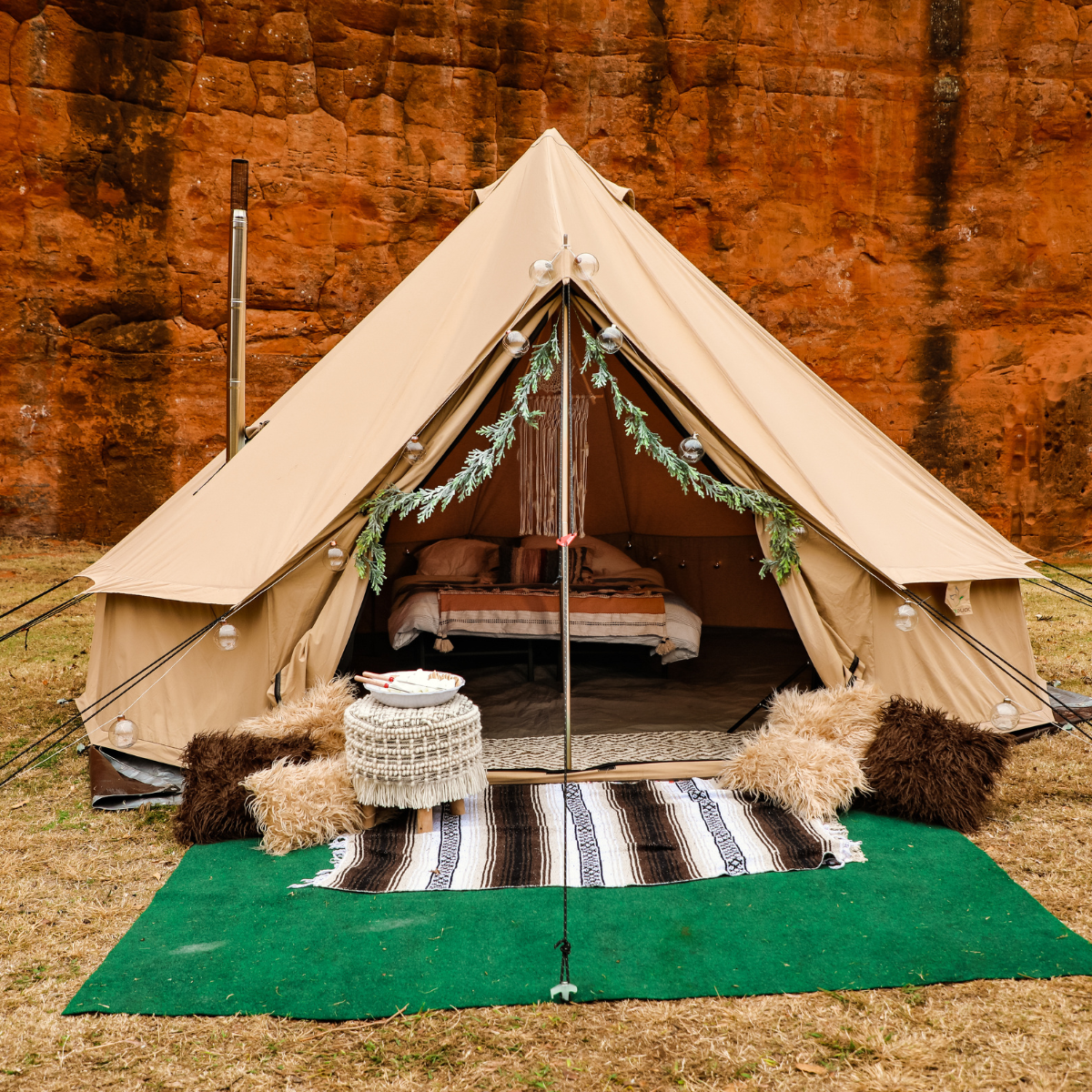 bell tent lighting White Duck 10' Regatta Bell Tent Water Repellent / Sandstone Beige