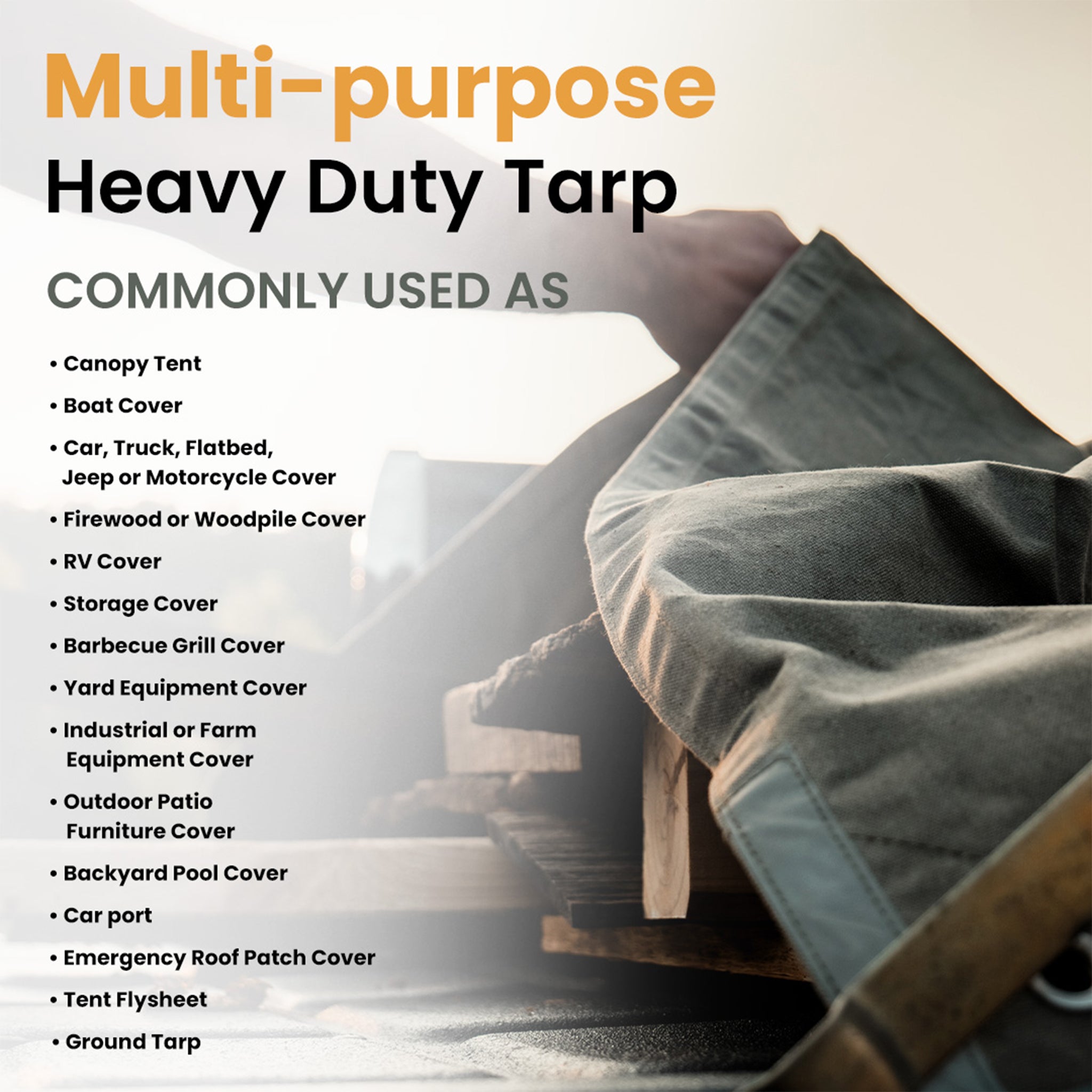tarps advertising 10' x 14' Canvas Tarp – 100% Cotton, 18 oz Heavy-Duty