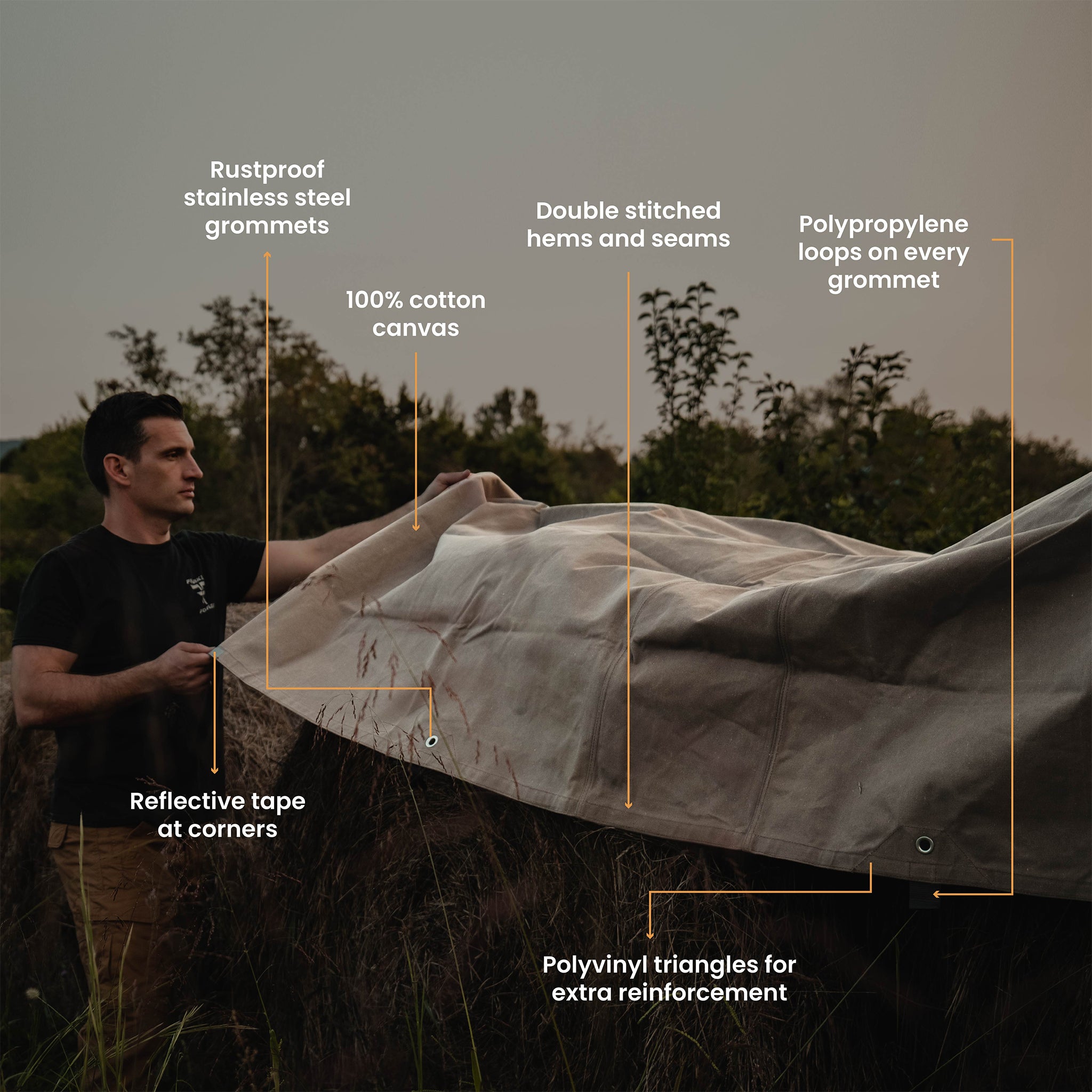 gafert tarp 18 oz. 100% Cotton Canvas Tarp 8' x 16' / Brown