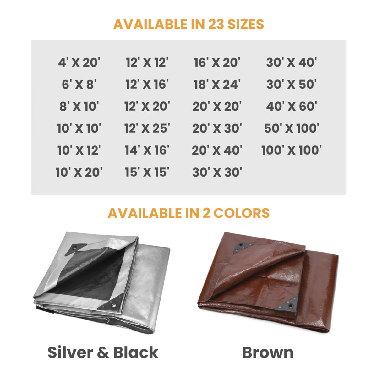 50' x 100' Super Heavy Duty Poly Tarp Brown