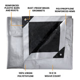 8’ x 10’ Heavy Duty Poly Tarp 10 mil, 6 oz - Black & Silver