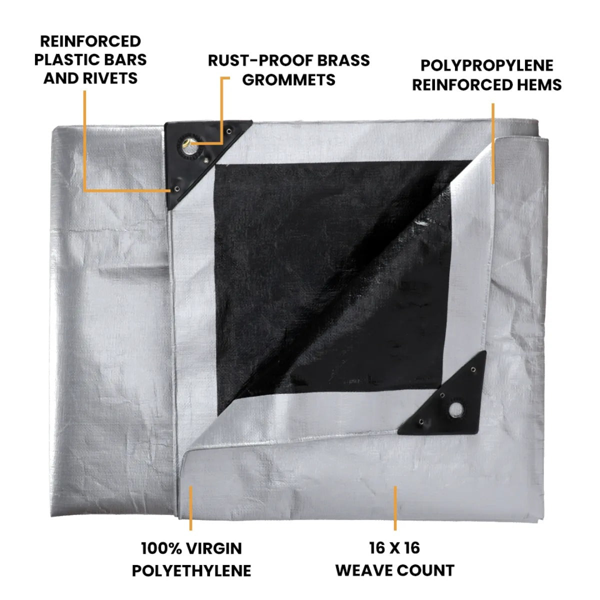 plastic tarp 20’ x 40’ Super Heavy Duty Poly Tarp Black & Silver