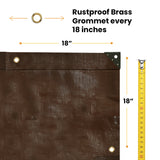 Poly-tarp size and grommets positioning infographics