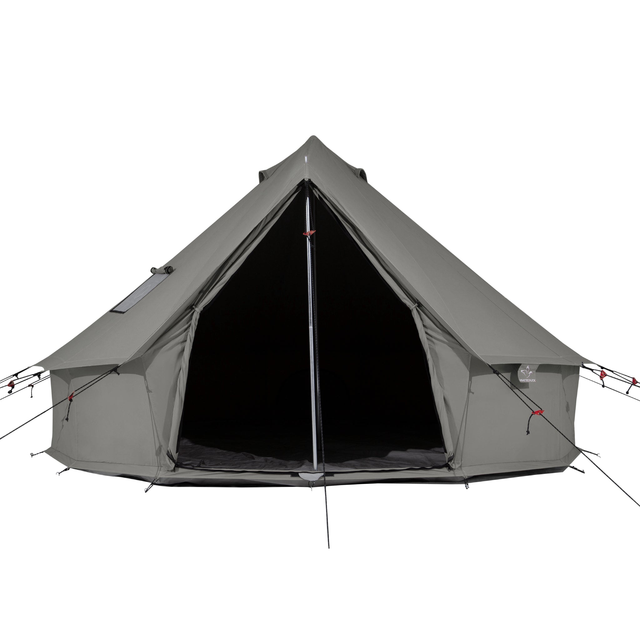 grey tent White Duck 13' Regatta Bell Tent Fire Water Repellent / Forest Green