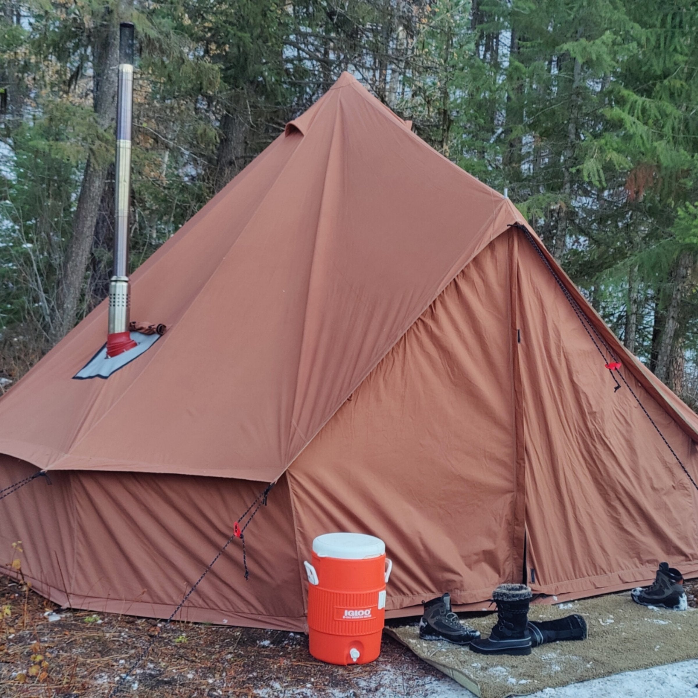 bell tent with stove White Duck Outdoors 16' Regatta Bell Tent Fire Water Repellent / Sandstone Beige