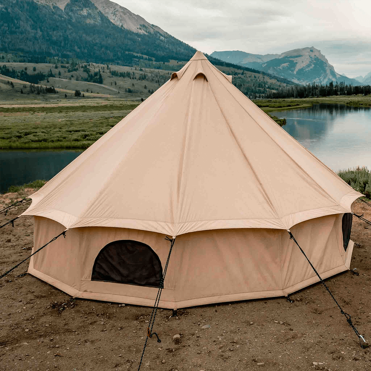 white duck bell tent White Duck Outdoors 16' Regatta Bell Tent Fire Water Repellent / Sandstone Beige