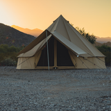 Regatta bell tent sandstone beige with awning front view