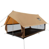 Rover scout tent with walls rolled up and mesh open too
