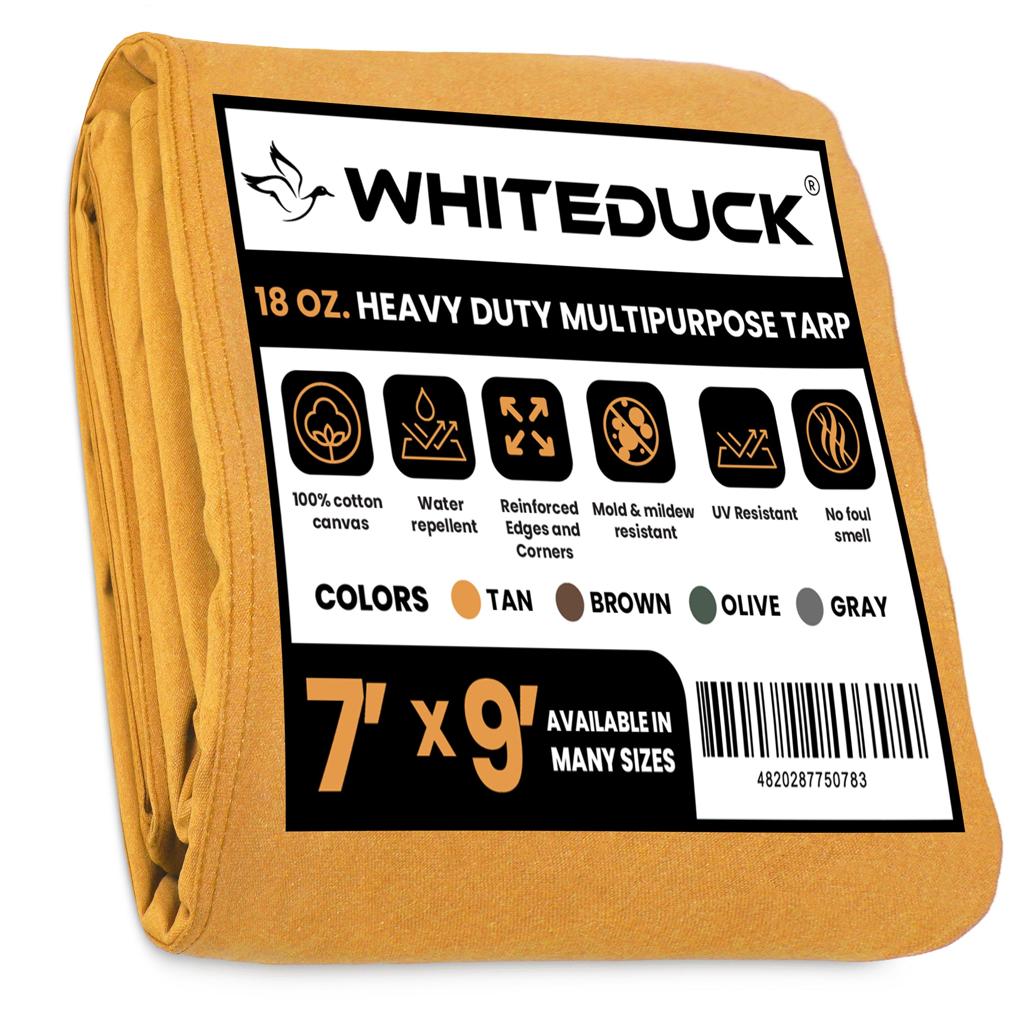 tarp 7x9 18 oz. 100% Cotton Canvas Tarp 7' x 9' / Tan