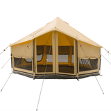 altimus bell tent main image with half rolled windows