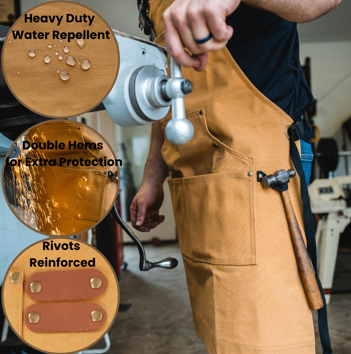 Work Apron Wood Working Aprons Heavy Duty Waxed Canvas
