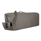 Hoplite Canvas Top Load Bag olive color, laying on its side