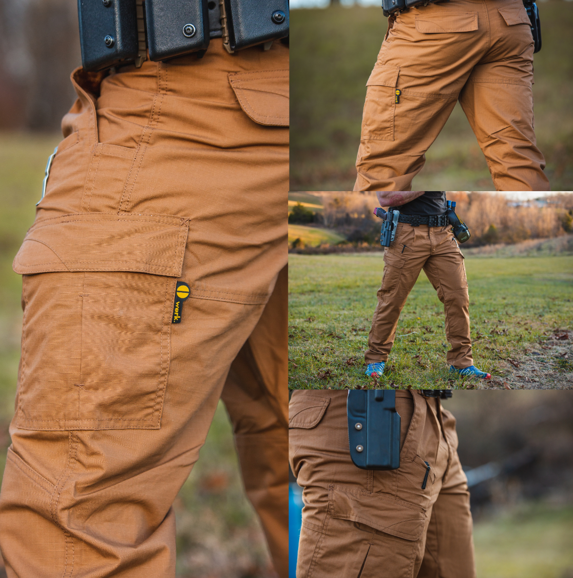 WHITEDUCK Men's Work Cargo Pants - Ripstop Water Repellent w/13 Pockets Outdoor Pant | Brown W28 L34