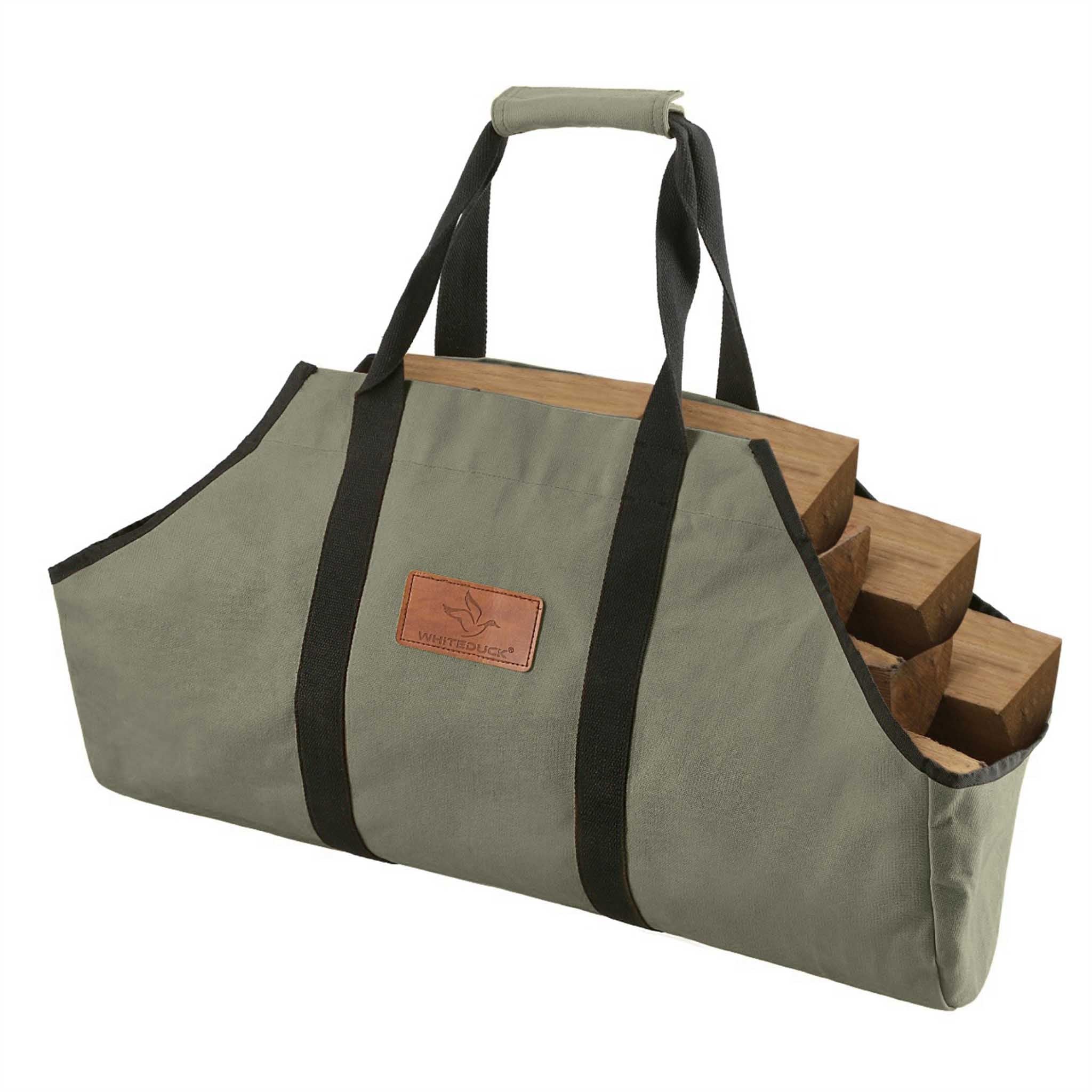 Arlmont & Co. Firewood Carrier Bag, Waxed Canvas Log Carrier Bag