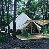 avalon bell tent awning set with avalon bell tent in forest