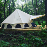 avalon bell tent awning set on platform